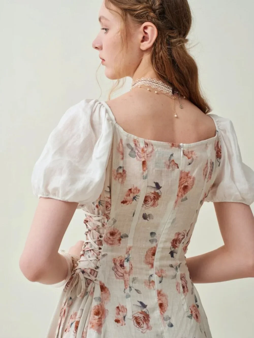 LINENNAIVE Comfort First Classy Always Cinderella Floral Linen Maxi Dress - Picture 3 of 12